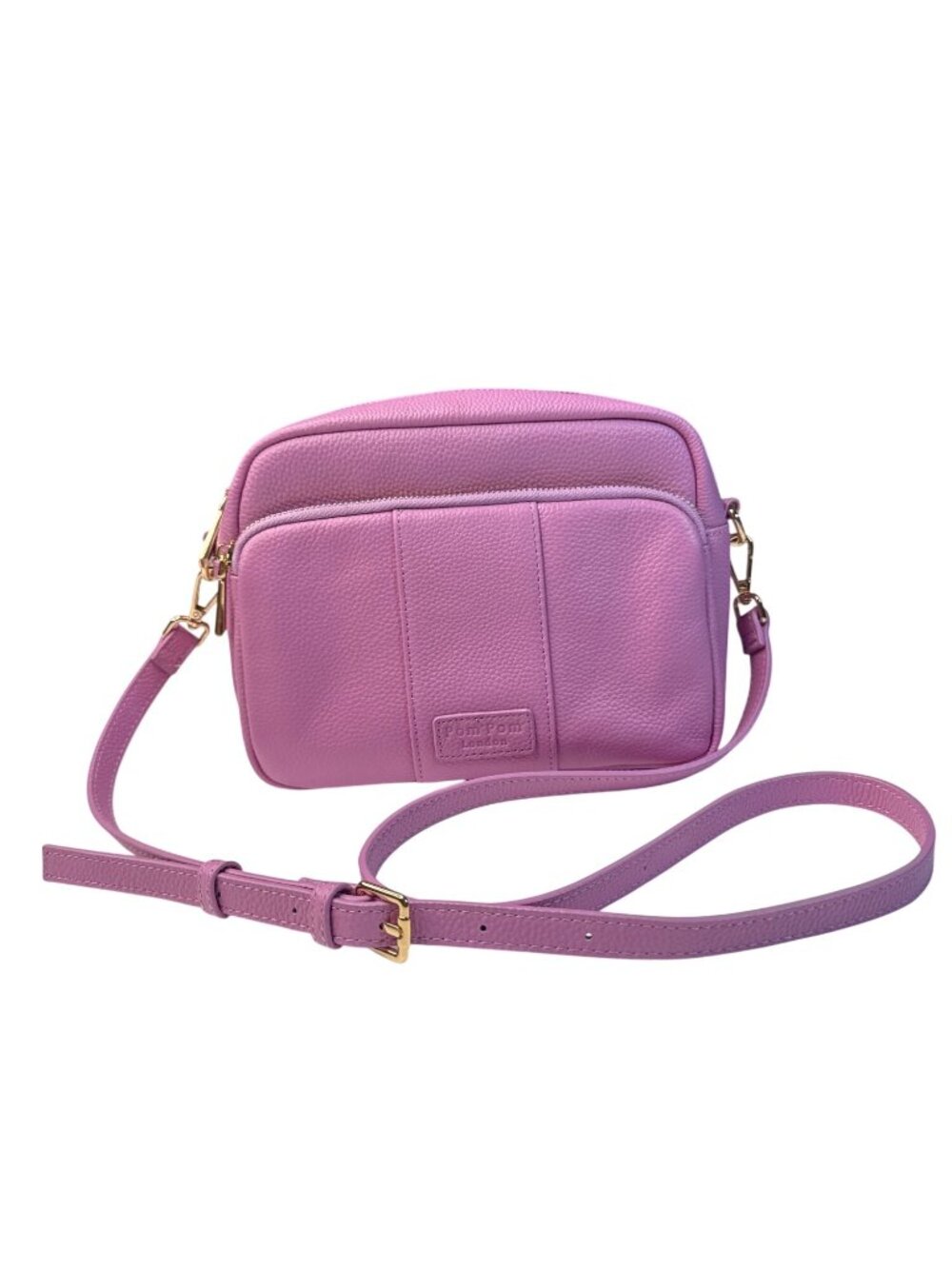 Pom Pom London Lilac Crossbody Bag With Adjustable Strap & Gold Hardware